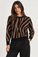 Pullover Vero Moda VMSILJEANIMAL Animalier Zebrata Nera e Marrone