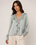 Blusa in Raso con Volant e Scollo a V Emme Marella