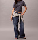 T-shirt Donna con logo metallizzato lucido Calvin Klein Jeans