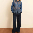 Camicia con davanti in pizzo Blu