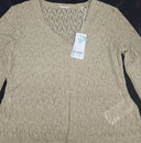 Cardigan donna GUESS beige in maglia traforata con bottoni