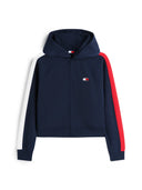 Felpa Donna  con Cappuccio Zip Full Navy con Bande a Contrasto Tommy Jeans