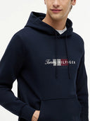 Felpa Uomo in spugna con cappuccio e grafica Tommy Hilfiger