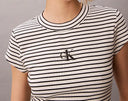 T-Shirt donna a righe a costine sottili Calvin Klein