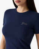 T-shirt Donna Guess con logo strass W6YI12K3751
