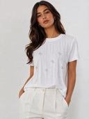 T-shirt Donna bianca con strass Guess