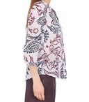 Camicia donna floreale in cotone scollo a V manica 3/4 bianco Emme Marella