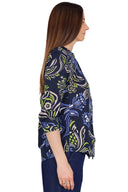 Camicia donna floreale in cotone con scollo a v blu Emme Marella